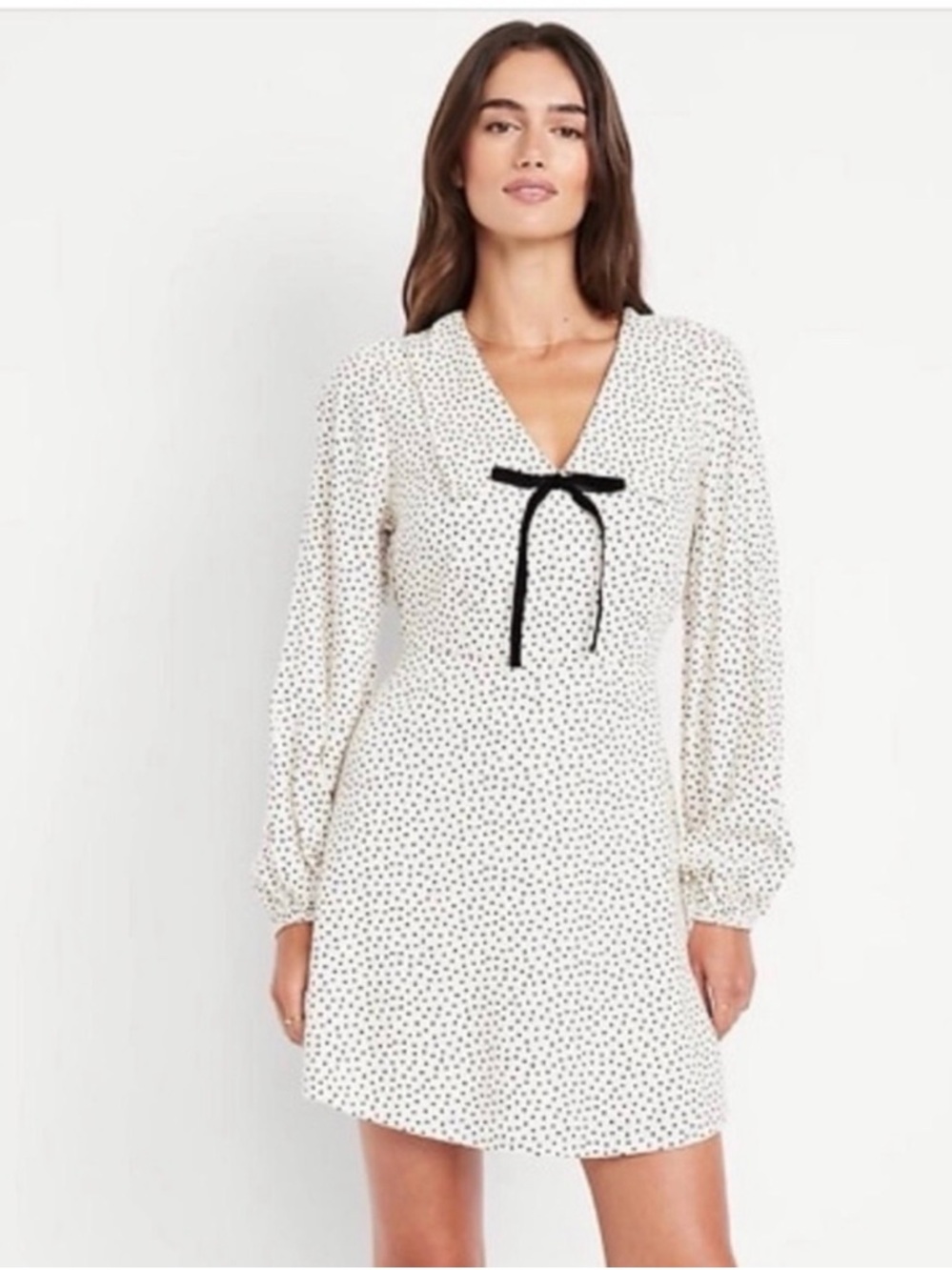 Old Navy Creme de la Crème Polka Dot Dress with Bow